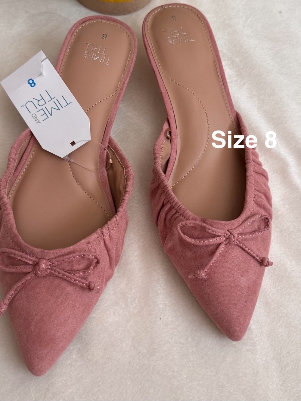 Time and Tru Women's Faux Suede Kitten Heel Mules, Size 8, Pink